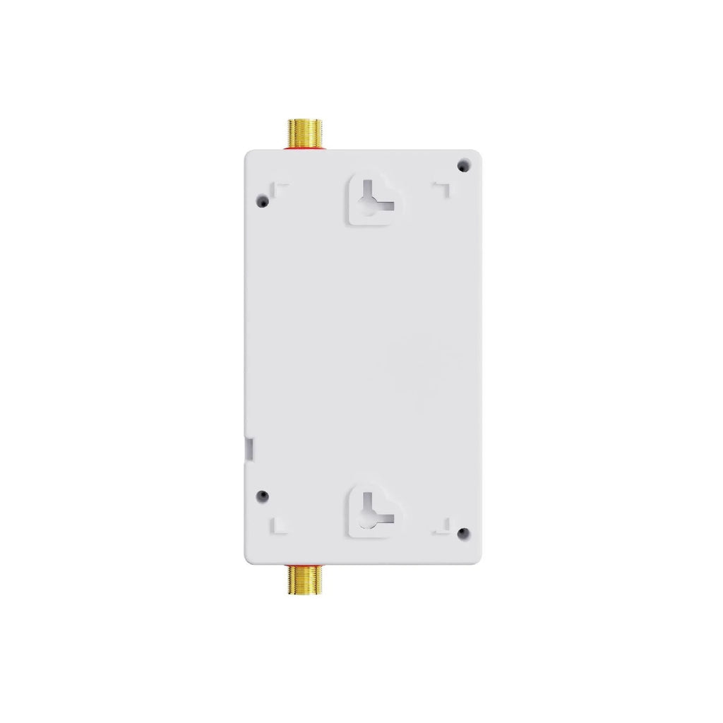 Wall-mounted instant electric water heater with LED touch screen display in a choice of colours.