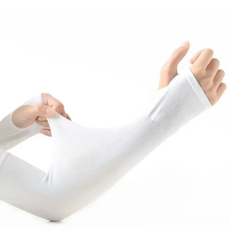 Open finger sun protection driving oversleeves in five colours with cooling nylon fabric