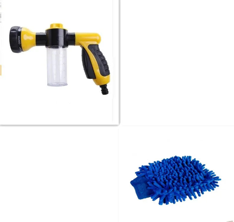 Green high-pressure foam spray water gun with adjustable nozzle for car and garden cleaning.