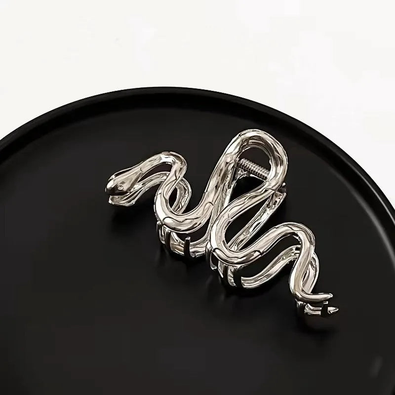 Slytherin serpentine metal hair clip barrette 10.5cm length silver gun black electroplated finish