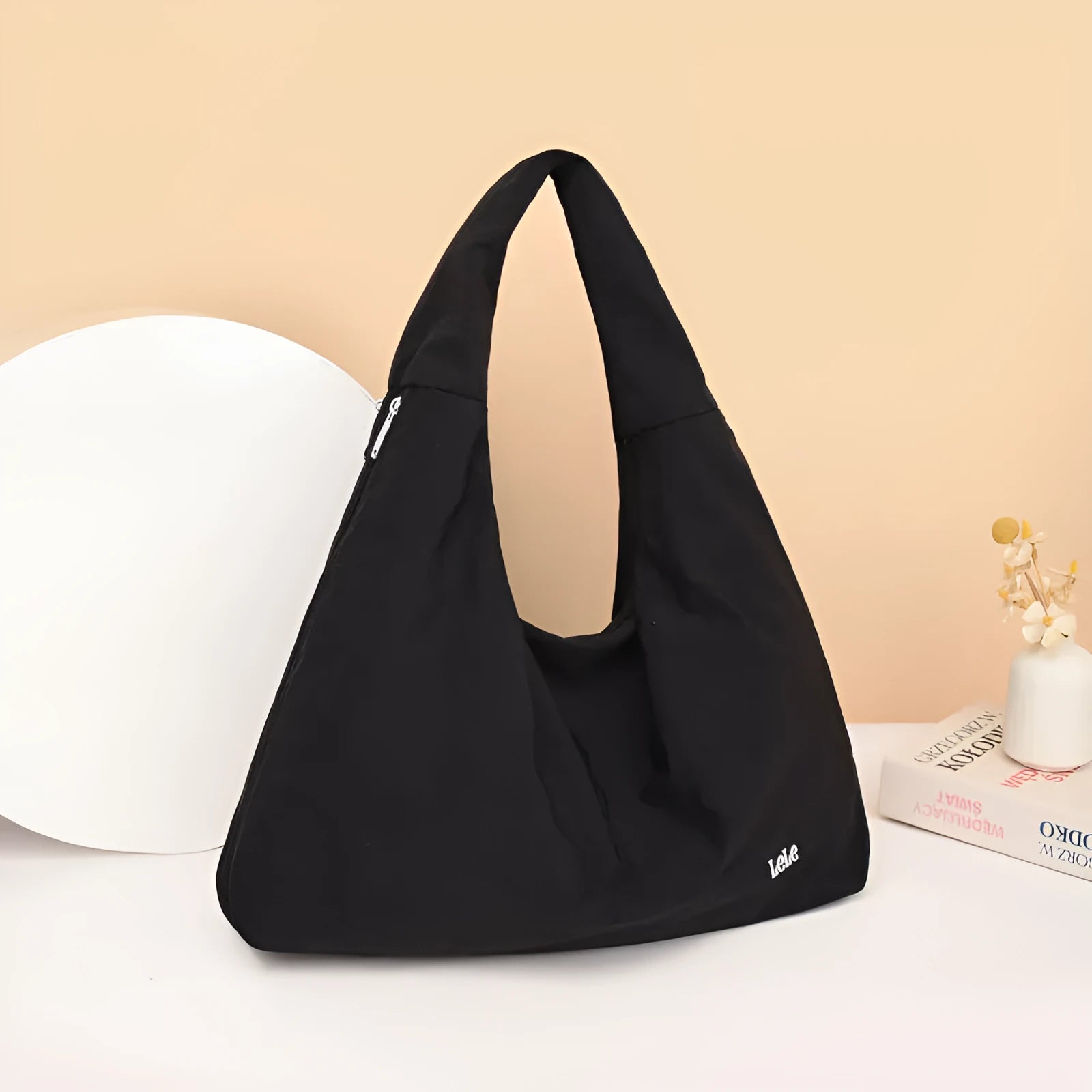 Women's heart-shaped nylon underarm bag in large capacity design