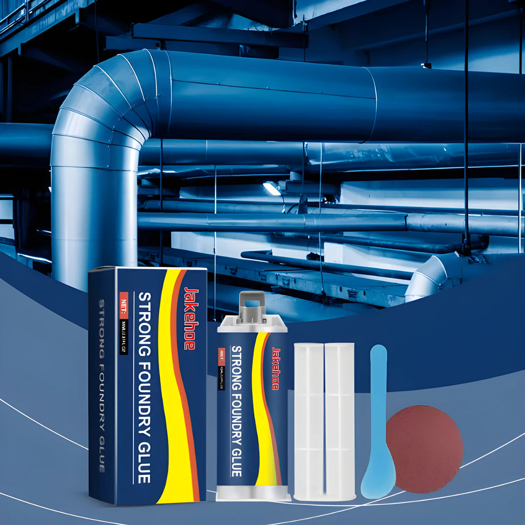 85ml metal epoxy adhesive sealant kit with glue tubes, mixing rod, scraper, and sandpaper for stainless steel and copper repairs