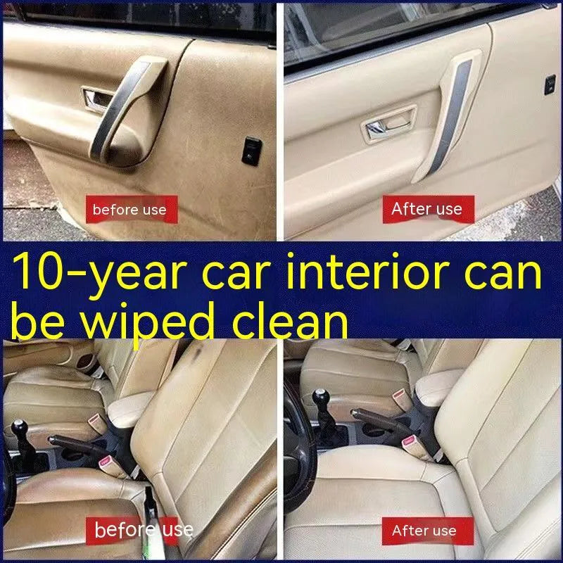 Wash free fabric roof foam cleaner kit with bottle, sponge wipes, and towel for interior vehicle ceiling cleaning