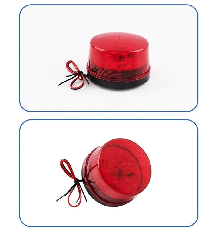 HC-79 small flash 24V warning and alarm light in red, showing compact cylindrical design with base.
