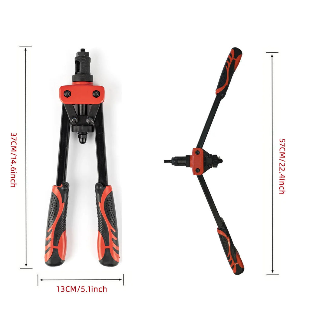 CQ14 14-inch long alloy rivet nut pull-setter tool with set of six gun tips
