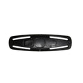 Black nylon child safety seat belt clip buckle measuring 14.5 by 4 centimetres