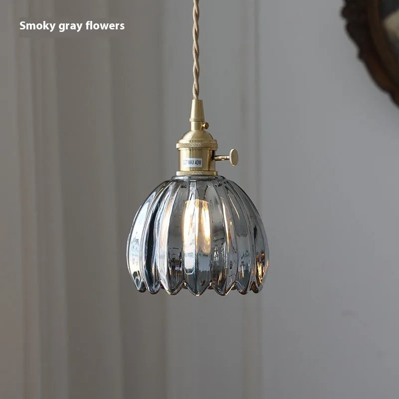 Vintage glass flower chandelier in Nordic style for bedroom bedside lighting