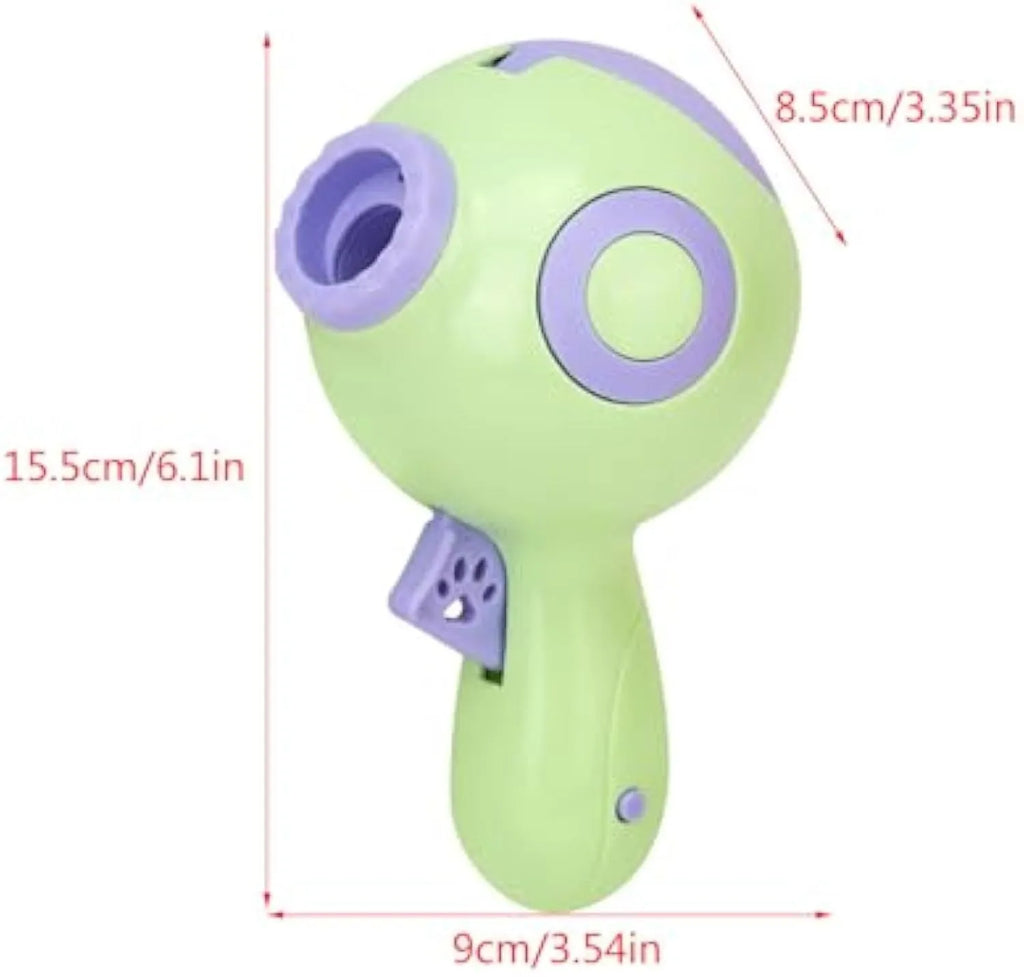 Green orange pink dog treat launcher toy food dispenser for training and interactive pet play