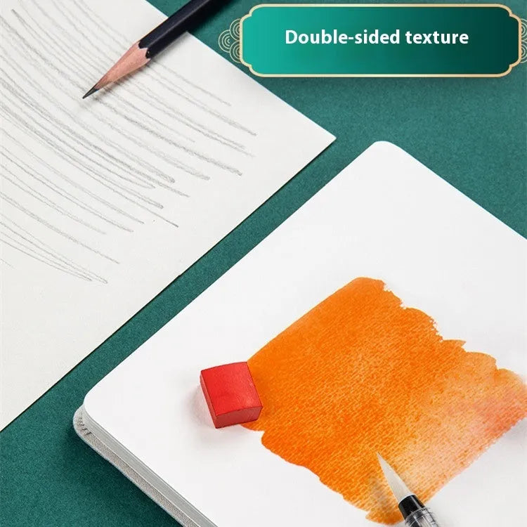 Feiluniao handmade fabric watercolour notebook with artistic cover design, 185mm length for portable sketching