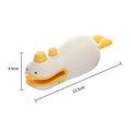 Small yellow duck animal jacquard design rechargeable handheld sealing machine with USB charging cable.