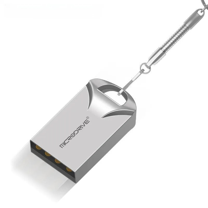 Mini black aluminium USB flash drive showing compact size next to coin for scale