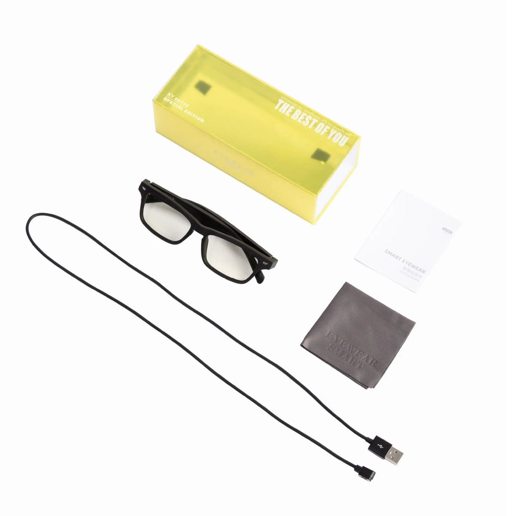 Smart sunglasses with Bluetooth open-ear speakers and polarised lenses.
