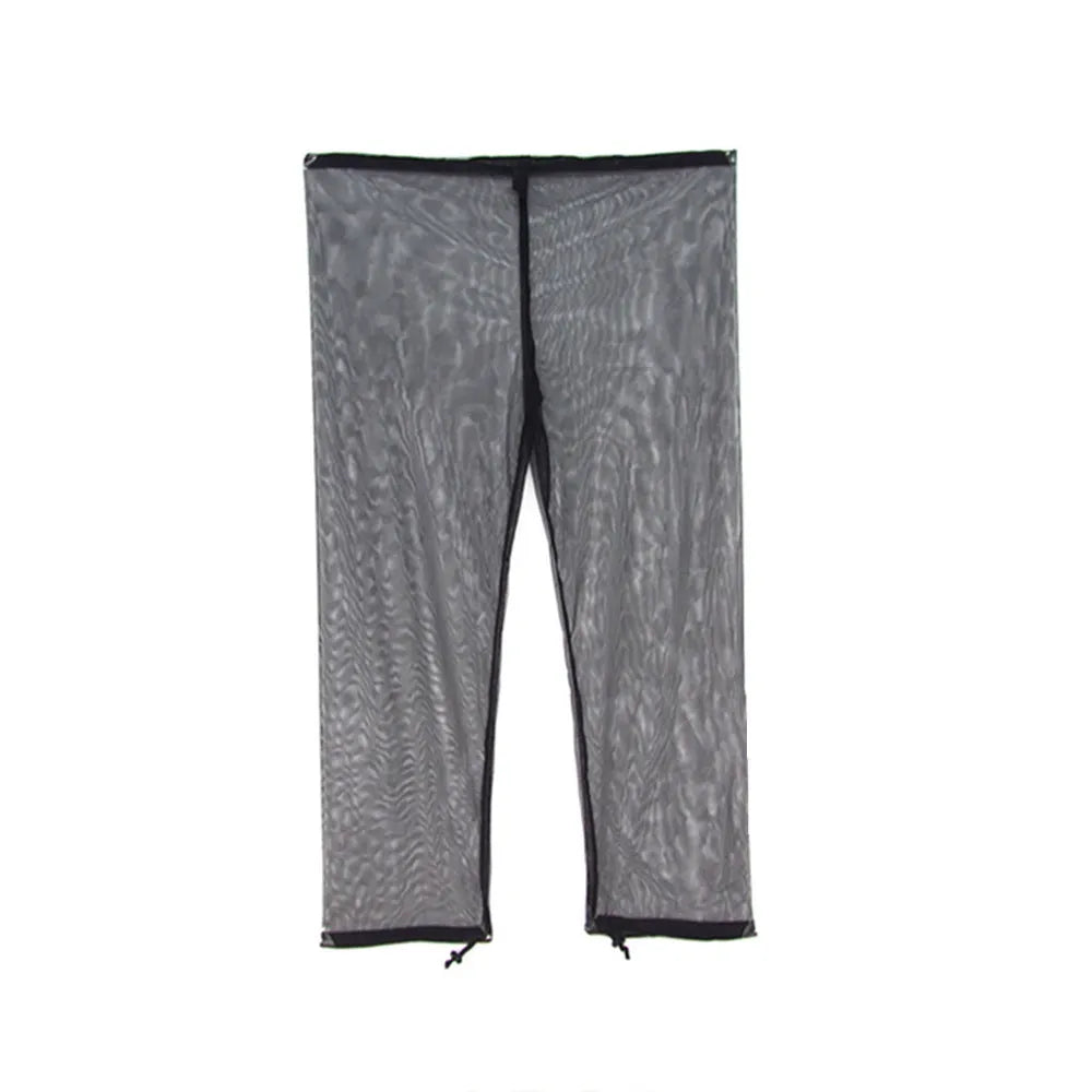 Full set of mesh anti mosquito suit including hooded top, pants, and booties for summer outdoor wear