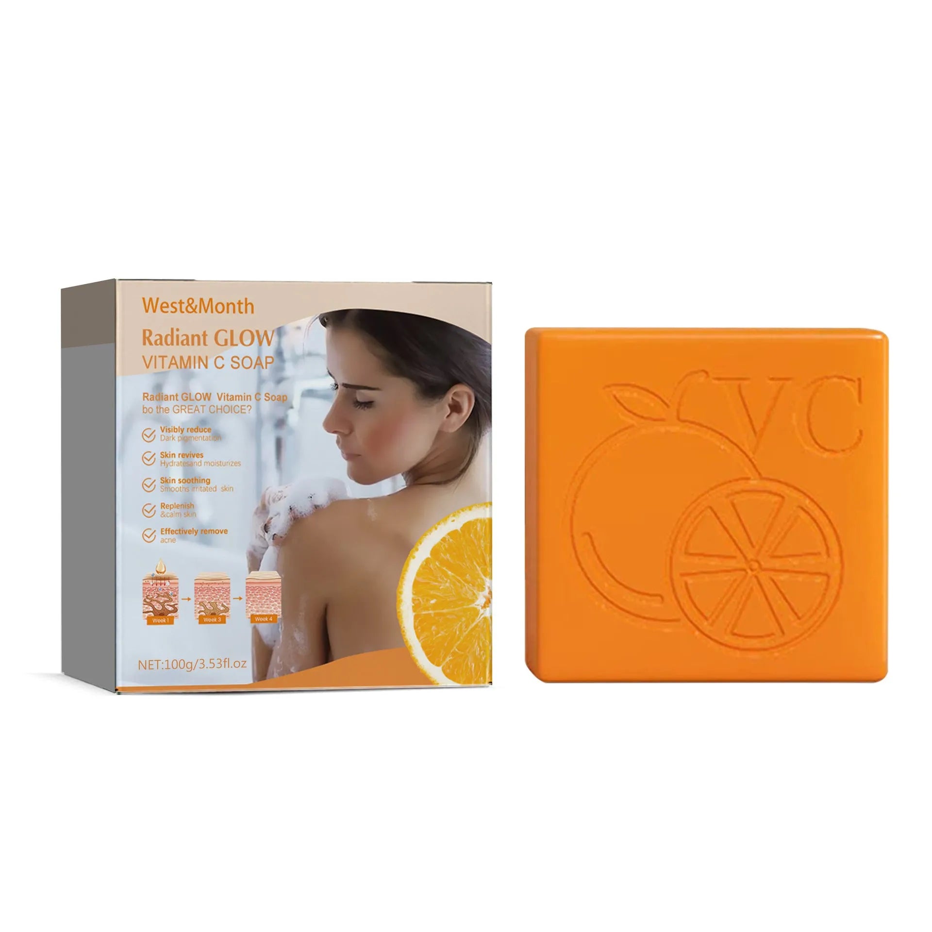 100g whitening vitamin body care soap bar with kojic acid and vitamin C.