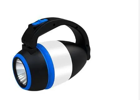 Black green foldable 3-in-1 LED camping lamp with USB charging port shown in open and closed positions.