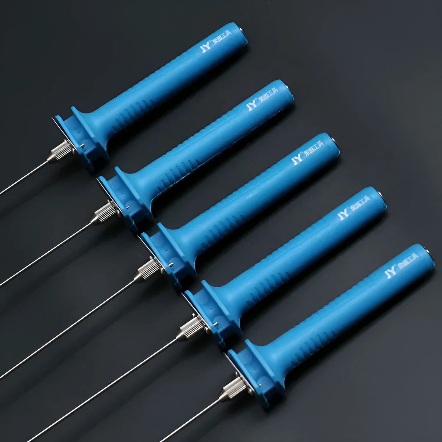 Blue plastic-handled electric heating cutter pen for foam and pearl cotton.