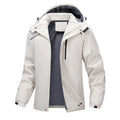 Men's plus size hooded waterproof coat in army green colour showing loose fit design
