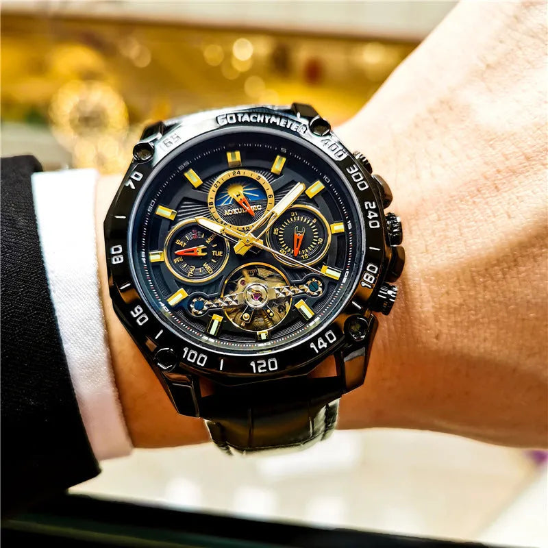 Automatic mechanical watch for men with 12mm stainless steel case in various colour combinations