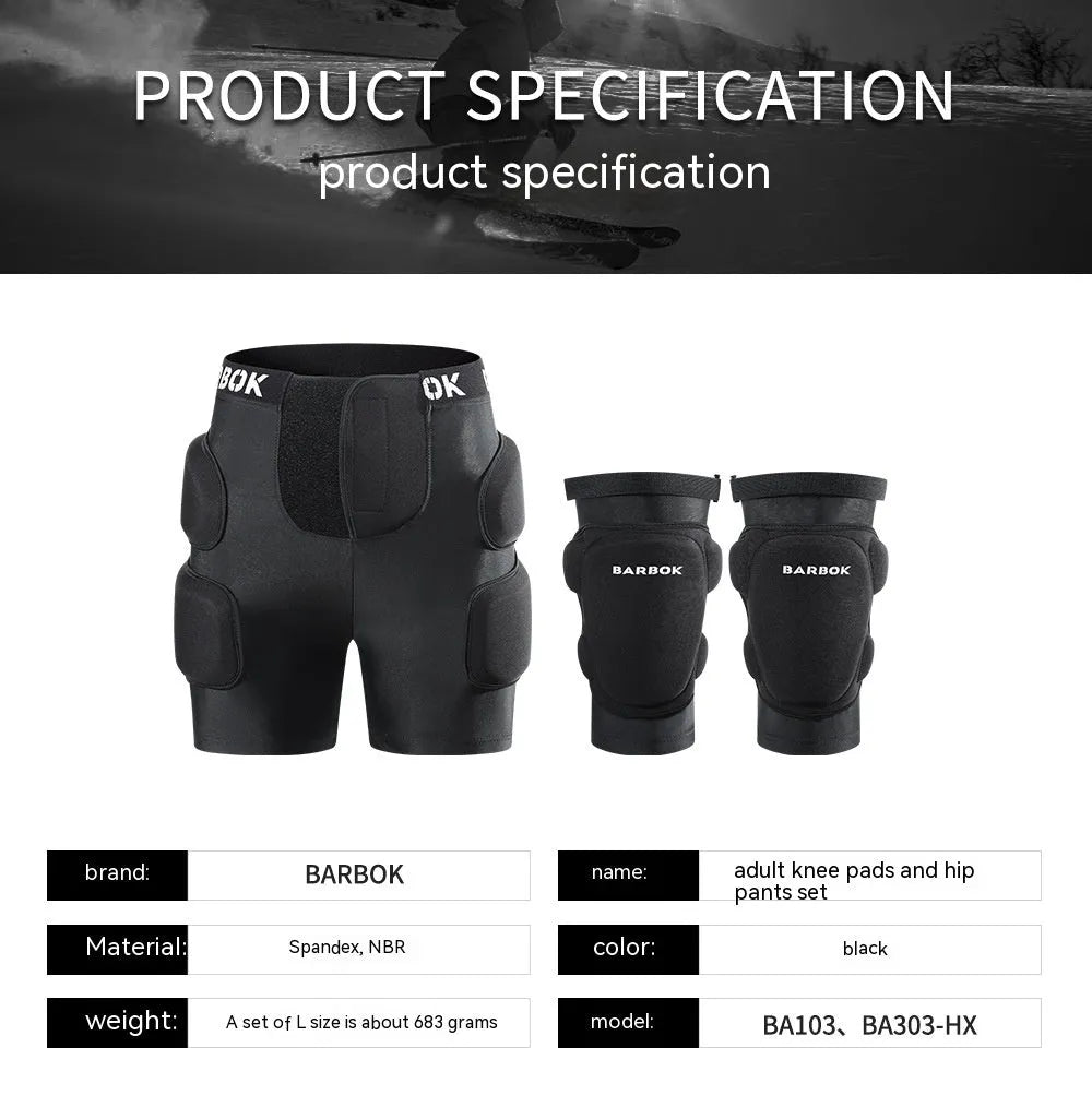 Black spandex hip protection pants with NBR foam padding for roller skating and skateboarding safety