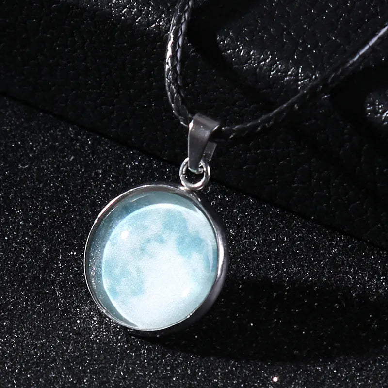 Christmas constellation glass pendant necklace with luminous alloy chain in one of ten colour options