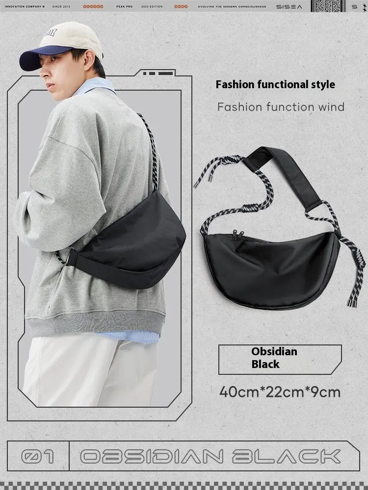 Men's large capacity nylon messenger bag in urban simplicity style