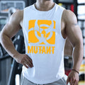 Men's loose training sleeveless shirt vest in multiple colour options including dark blue with yellow mark and red semicircle designs