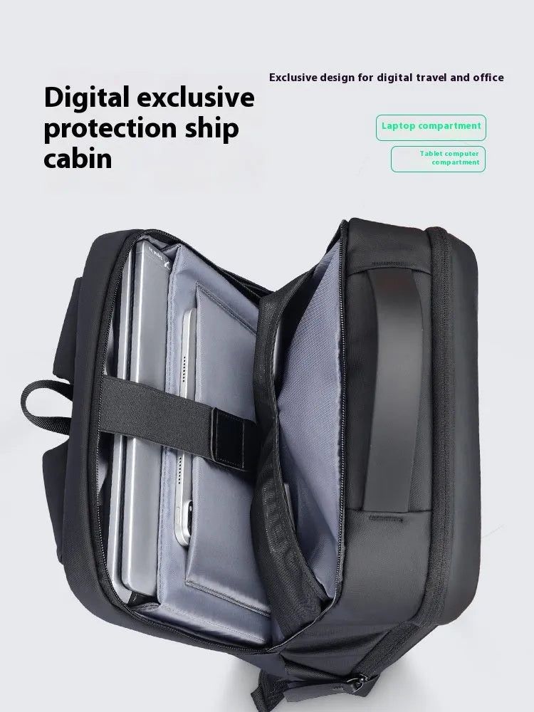 Graphite grey USB business backpack with charging port and below 20L capacity