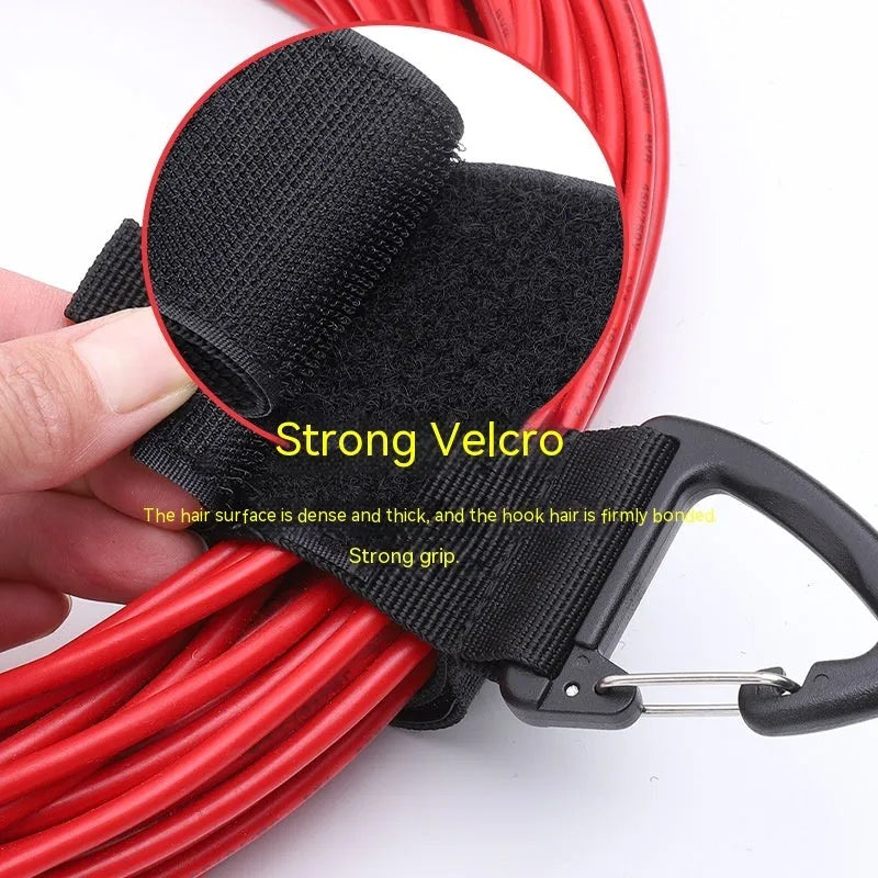 Black heavy-duty carabiner climbing button storage strap hook in three size options.