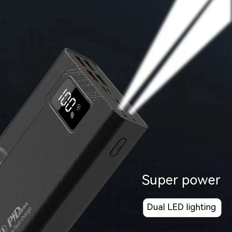 Black and white large capacity power bank with fast charging support
