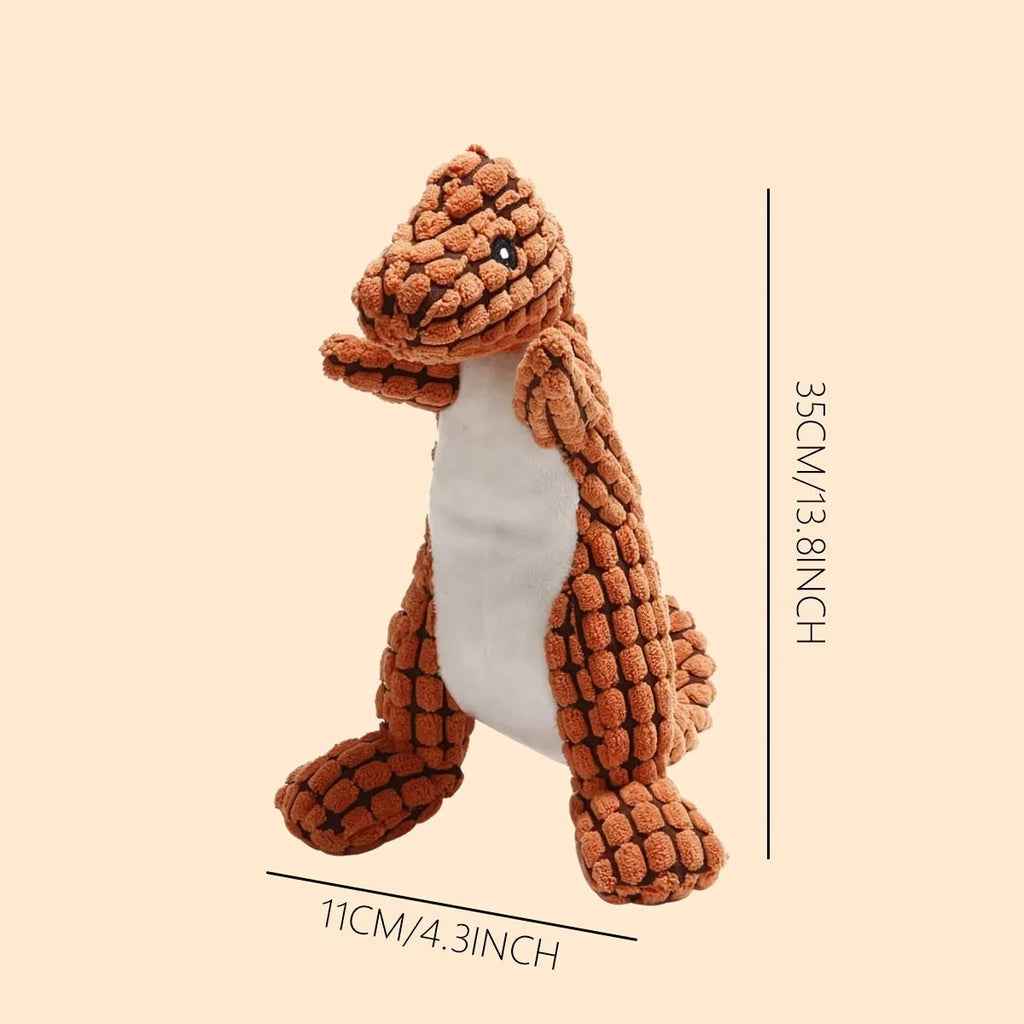 Grey dog chew toy with sound measuring 35cm long for separation anxiety relief and bite-resistant chewing