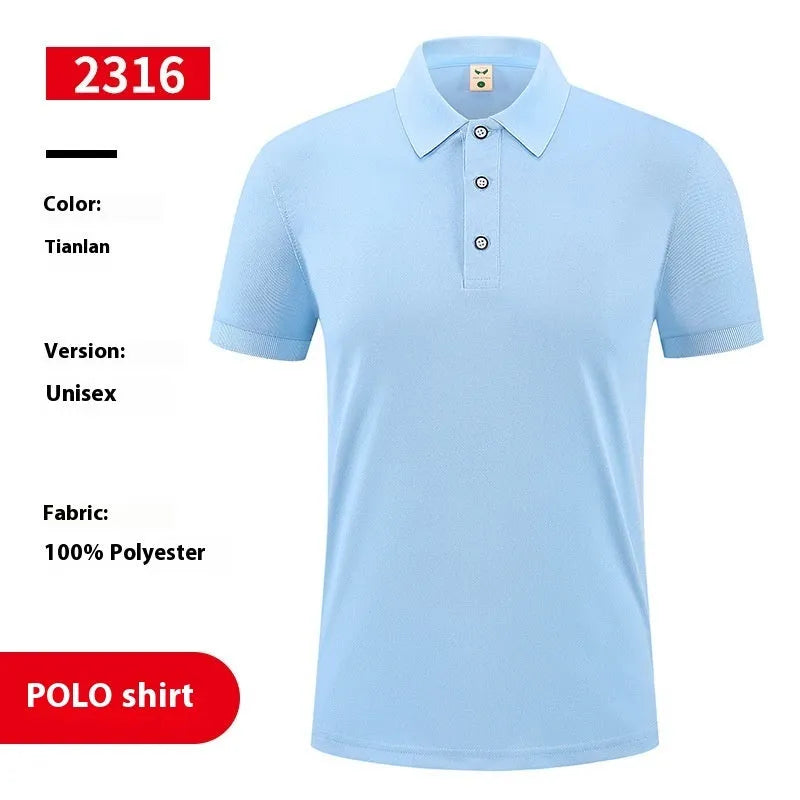 Ice silk short sleeve polo shirt pullover in six colours, shown with a polo collar and designed for logo application.