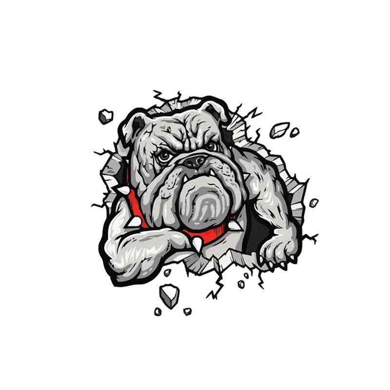 Grey dog illustration motorcycle decorative sticker, 17cm square paper bumper sticker.