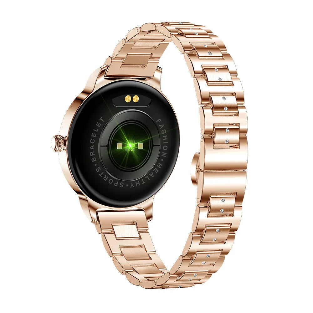 AK38 ladies smart watch with stainless steel wristband and 1.09 inch TFT colour screen
