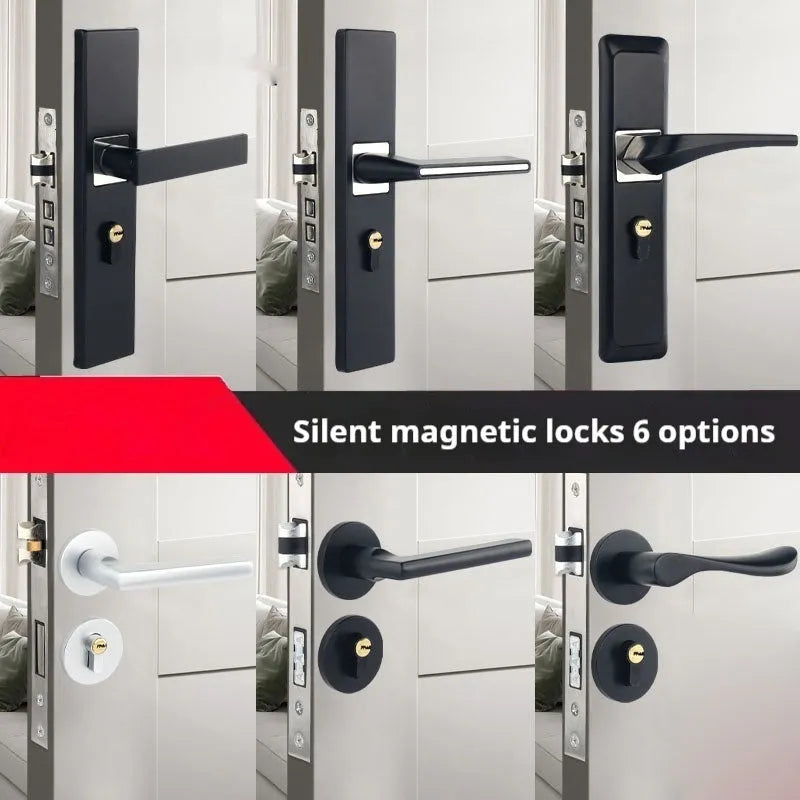 Aluminium split magnetic door lock handle for timber doors with multiple specification options
