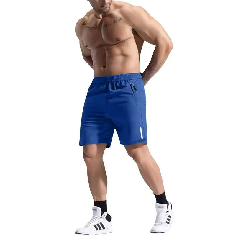 Men's grey bamboo fibre sports shorts with an elastic high waist and drawstring closure.