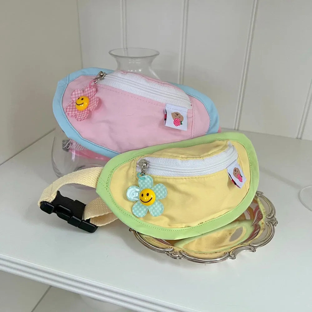 Pink, yellow, blue, and green pet carrier backpack for dogs and cats with adjustable sizing.