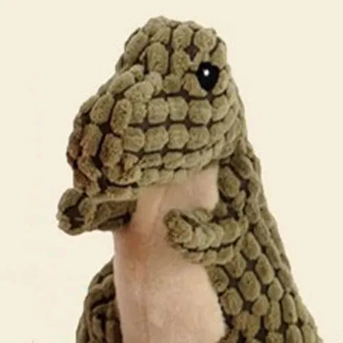 Grey dog chew toy with sound measuring 35cm long for separation anxiety relief and bite-resistant chewing