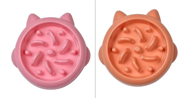 Green slow feeder dog bowl with maze ridge pattern for anti-gulping feeding