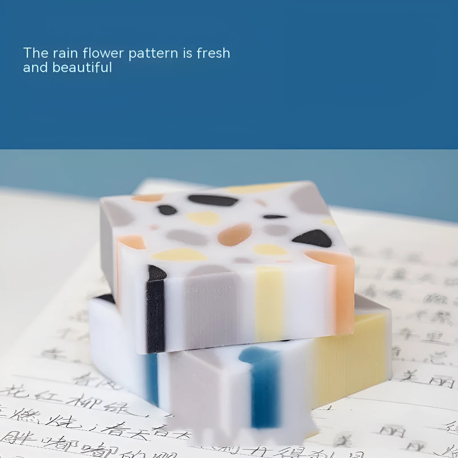 Brick-shaped rubber eraser for traceless pencil mark removal