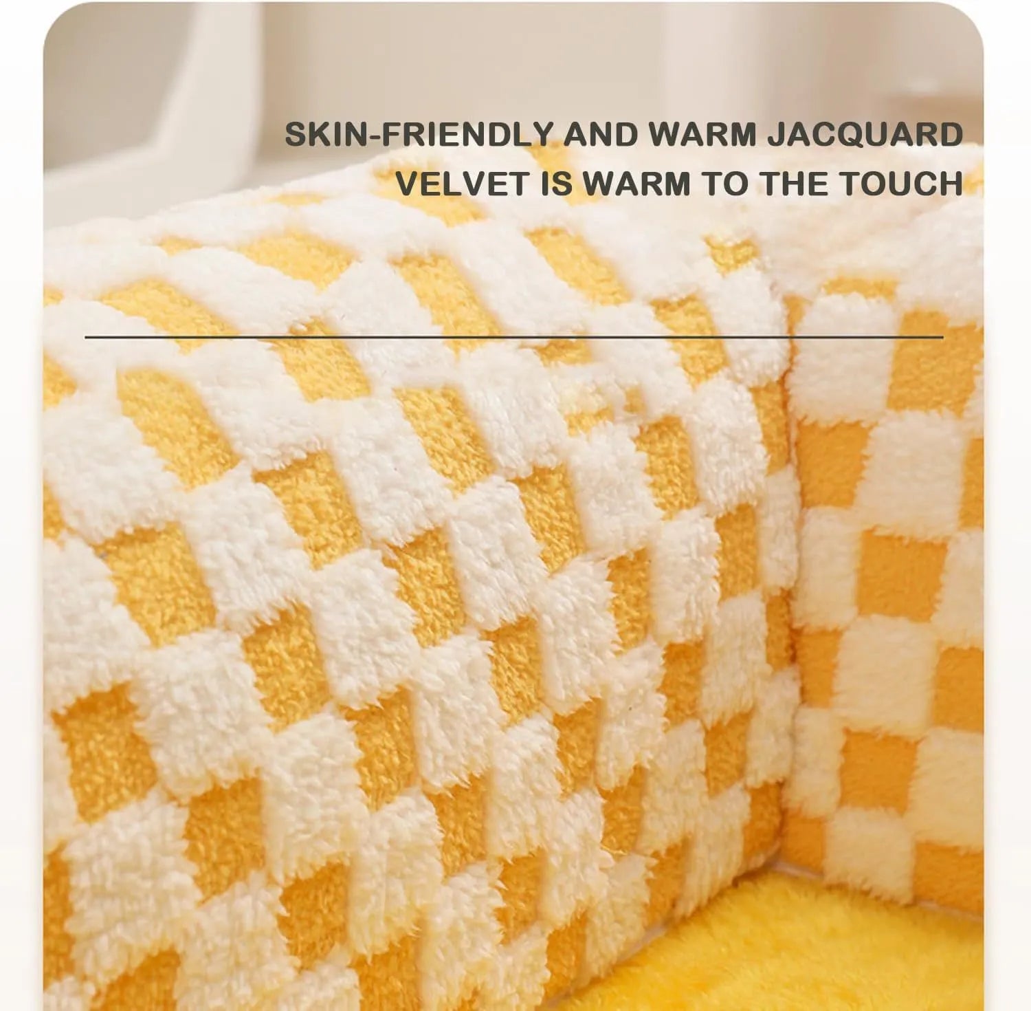 XL sized fan-shaped plush pet bed with a tunnel entrance and a thick sleeping mat, in a coffee colour with an anti-slip granular base.