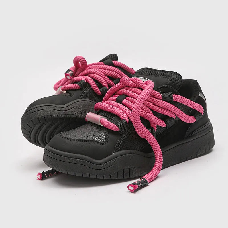 Casual lace-up shoes with thick rubber sole and breathable mesh upper in multiple colour options