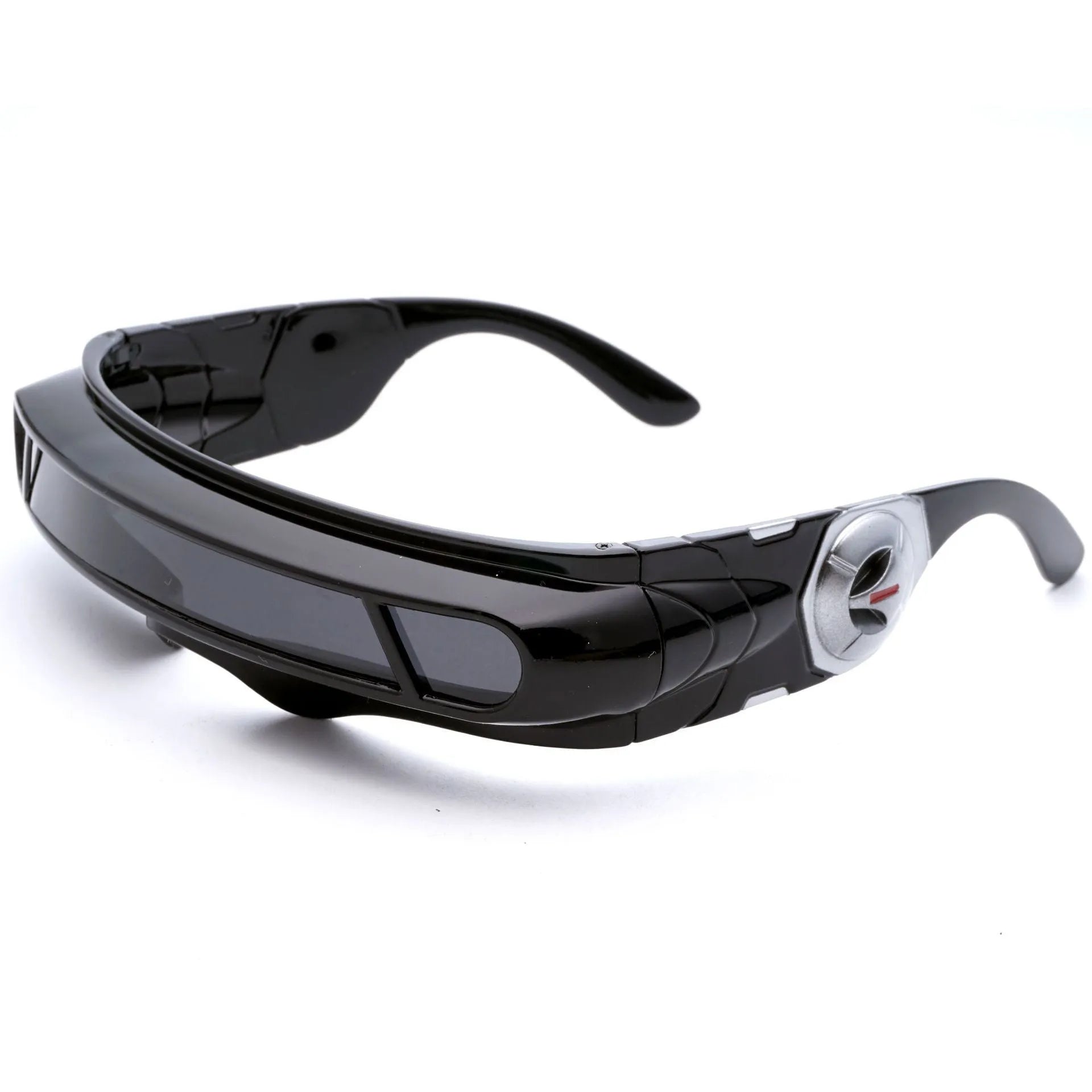 Black frame sports sunglasses with polarised lenses in three colour options: grey, red mercury, or blue mercury