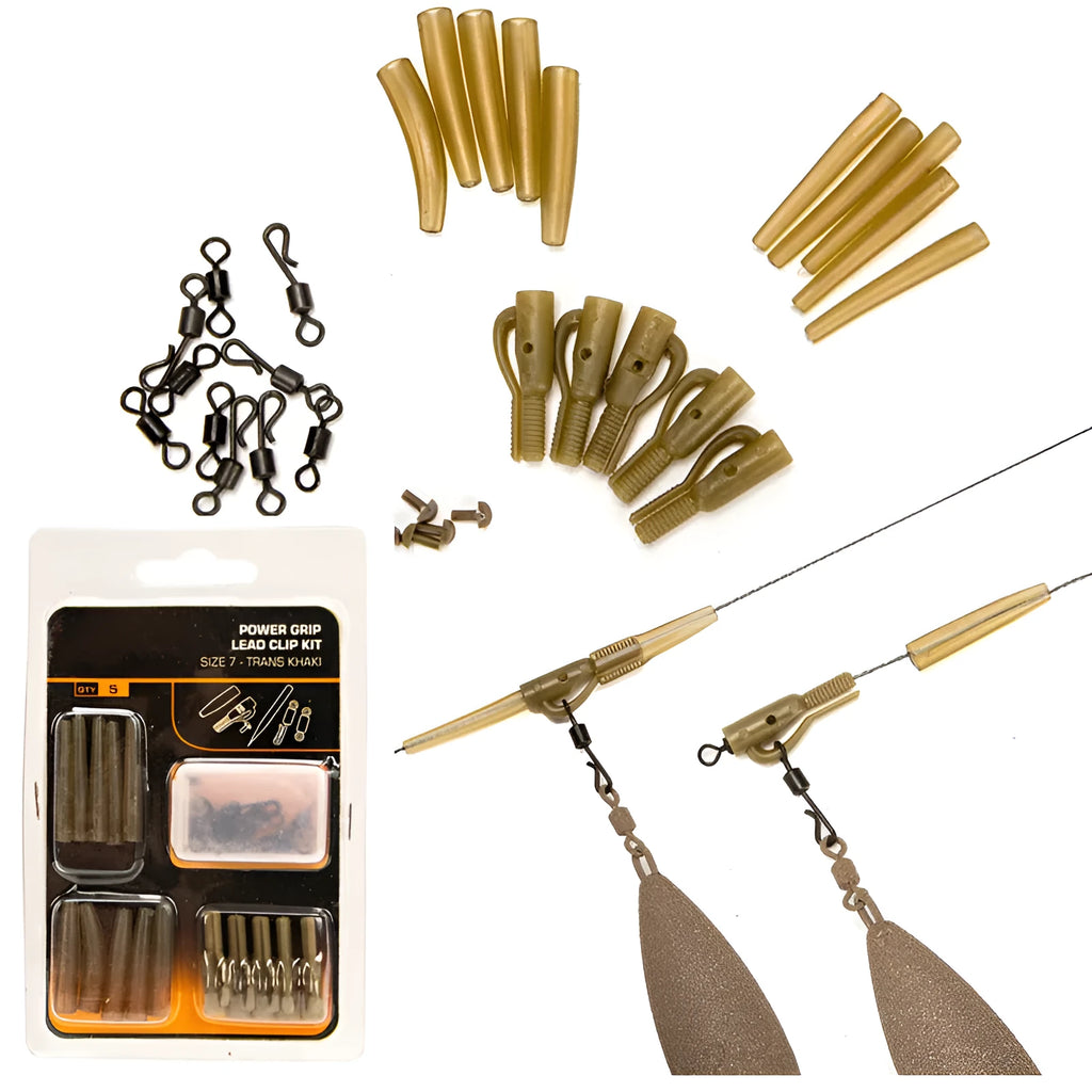 30 piece European carp fishing accessory set with anti-winding pipes, threaded hoses, rotation parts, and screws