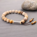 Handmade stone bead bracelet in wood colour with European American retro simple style