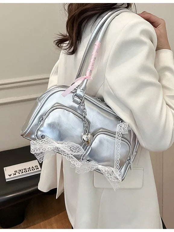 Soft PU leather women's shoulder bag with horizontal square design and cross-body straps