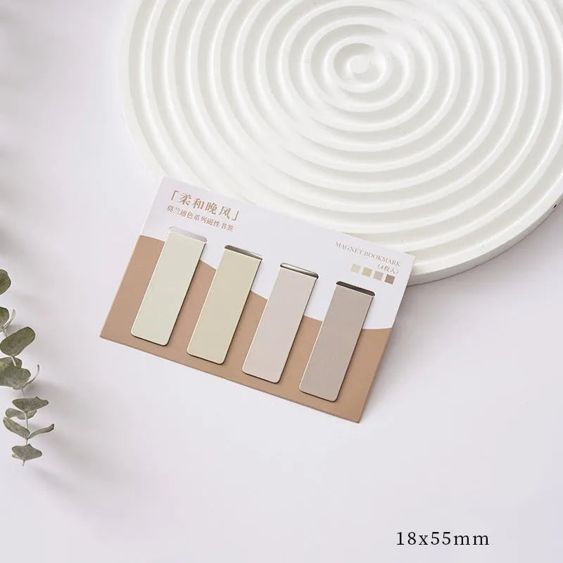 Set of four magnetic Morandi colour block bookmarks showing different colour options