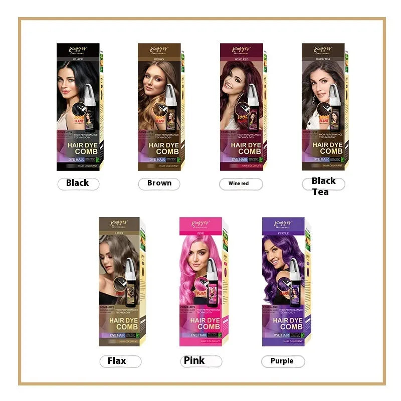 Three tubes of hair dye cream in brown, dark brown and wine red colours for at-home hair colouring