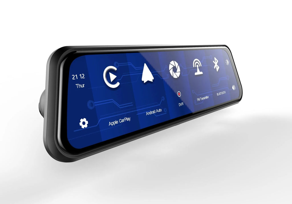9.66 inch touch screen dual-lens driving recorder with rearview mirror mount