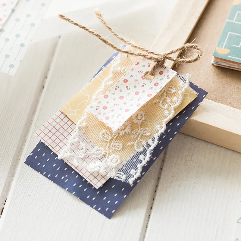 Pack of 50 retro-style collage note papers in ten dessert colours including caramel puff and strawberry coconut.