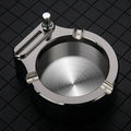 Blue metal ashtray with permanent match lighter and three cigarette slots